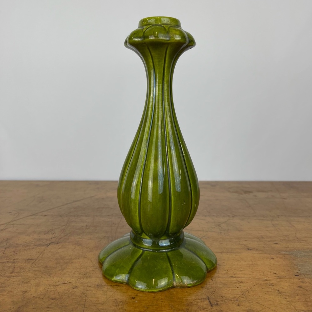 Vintage Freeman McFarlin 'Anthony' California Pottery Green Candlestick Holder